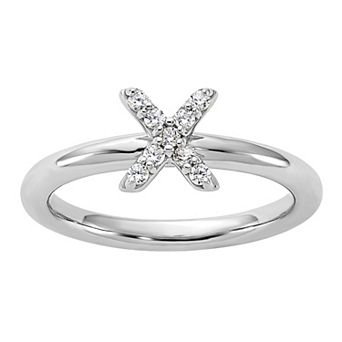 Stacks & Stones Sterling Silver Cubic Zirconia "X" Ring