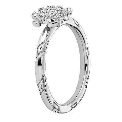 Stacks & Stones Sterling Silver Stackable Diamond Accent Turtle Ring