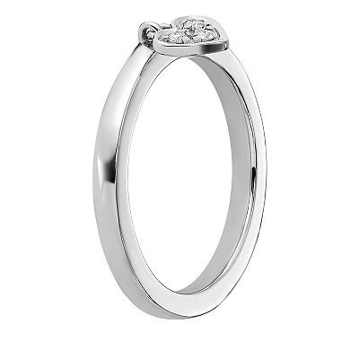 Stacks & Stones Sterling Silver Stackable Dangle Heart Diamond Accent Ring