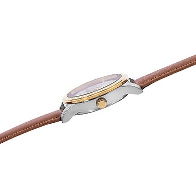 Star Wars The Child Grogu Women's Two Tone Silver & Gold Tone Brown Leather Watch