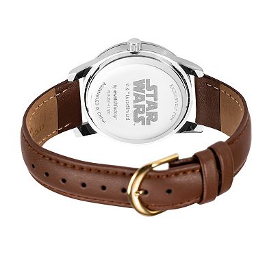 Star Wars The Child Grogu Women's Two Tone Silver & Gold Tone Brown Leather Watch