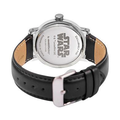 Disney's Star Wars The Child Grogu Women's Sliver Tone Vintage Black Leather Watch