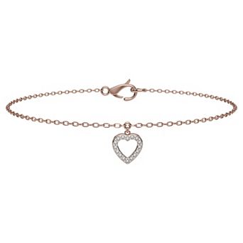 10k Rose Gold Diamond Accent Heart Bracelet