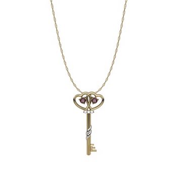 10k Gold Ruby & Diamond Accent Key Pendant Necklace