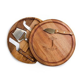 Toscana Monogram Acacia Circo Cheese Cutting Board & Tools Set