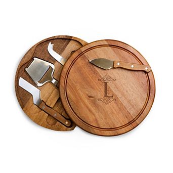 Toscana Monogram Acacia Circo Cheese Cutting Board & Tools Set