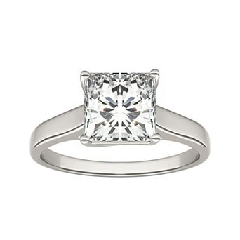 Charles & Colvard 14k White Gold 1 9/10 Carat T.W. Lab-Created Princess Cut Solitaire Engagement Ring