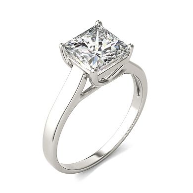 Charles & Colvard 14k White Gold 1 9/10 Carat T.W. Princess Cut Solitaire Engagement Ring