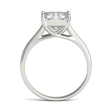 Charles & Colvard 14k White Gold 1 9/10 Carat T.W. Princess Cut Solitaire Engagement Ring