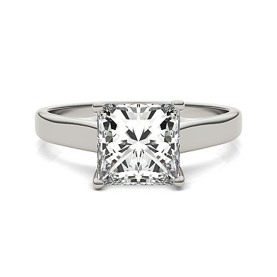 Charles & Colvard 14k White Gold 1 9/10 Carat T.W. Princess Cut Solitaire Engagement Ring