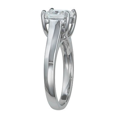 Charles & Colvard 14k White Gold 1 9/10 Carat T.W. Princess Cut Solitaire Engagement Ring
