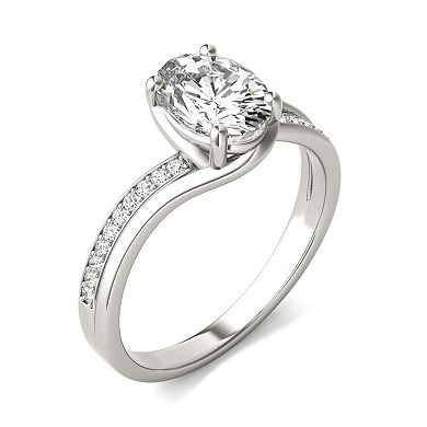 Charles & Colvard 14k White Gold 1 5/8 Carat T.W. Oval Bypass Engagement Ring