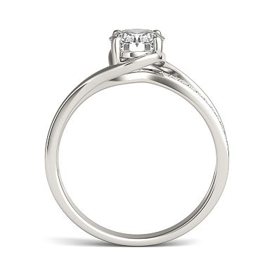 Charles & Colvard 14k White Gold 1 5/8 Carat T.W. Oval Bypass Engagement Ring