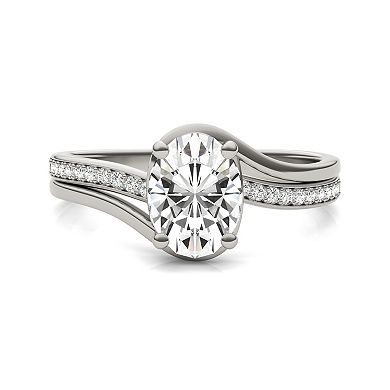 Charles & Colvard 14k White Gold 1 5/8 Carat T.W. Oval Bypass Engagement Ring