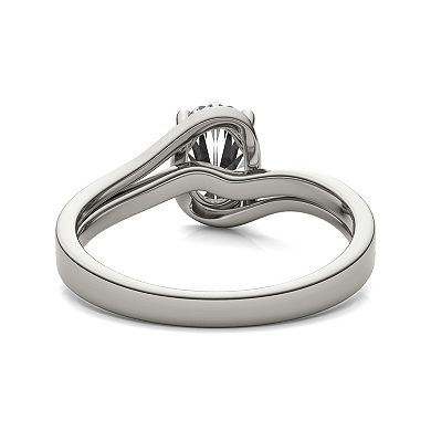 Charles & Colvard 14k White Gold 1 5/8 Carat T.W. Oval Bypass Engagement Ring