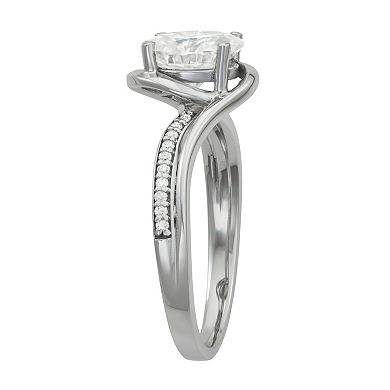 Charles & Colvard 14k White Gold 1 5/8 Carat T.W. Oval Bypass Engagement Ring