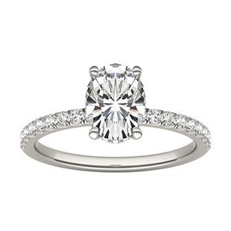 Charles & Colvard 14k White Gold 1 3/4 Carat T.W. Lab-Created Oval Hidden Halo Engagement Ring
