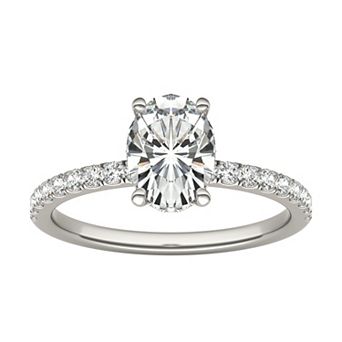 Charles & Colvard 14k White Gold 1 3/4 Carat T.W. Lab-Created Oval Hidden Halo Engagement Ring