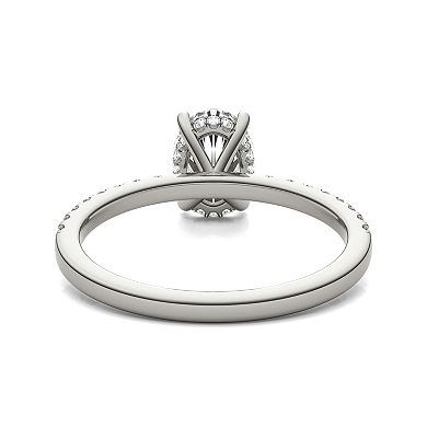 Charles & Colvard 14k White Gold 1 3/4 Carat T.W. Oval Hidden Halo Engagement Ring