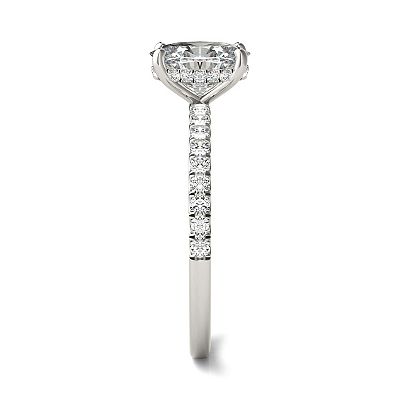 Charles & Colvard 14k White Gold 1 3/4 Carat T.W. Lab-Created Oval Hidden Halo Engagement Ring