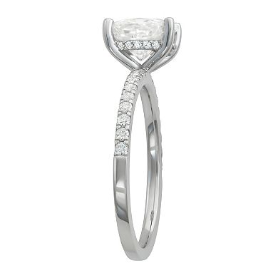 Charles & Colvard 14k White Gold 1 3/4 Carat T.W. Oval Hidden Halo Engagement Ring