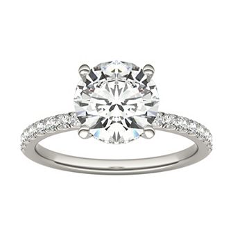 Charles & Colvard 14k White Gold 2 1/5 Carat T.W. Lab-Created Round Hidden Halo Engagement Ring