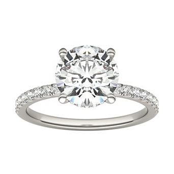 Charles & Colvard 14k White Gold 2 1/5 Carat T.W. Lab-Created Round Hidden Halo Engagement Ring