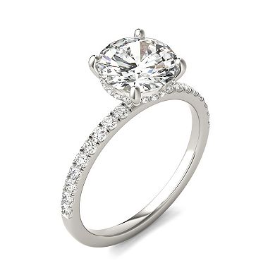 Charles & Colvard 14k White Gold 2 1/5 Carat T.W. Round Hidden Halo Engagement Ring