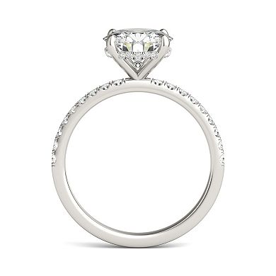Charles & Colvard 14k White Gold 2 1/5 Carat T.W. Round Hidden Halo Engagement Ring