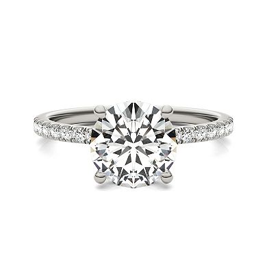 Charles & Colvard 14k White Gold 2 1/5 Carat T.W. Round Hidden Halo Engagement Ring
