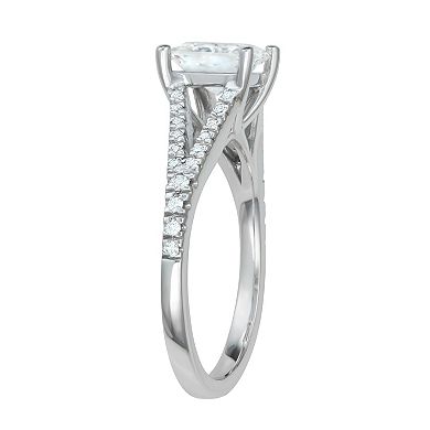 Charles & Colvard 14k White Gold 1 3/4 Carat T.W. Princess Cut Engagement Ring
