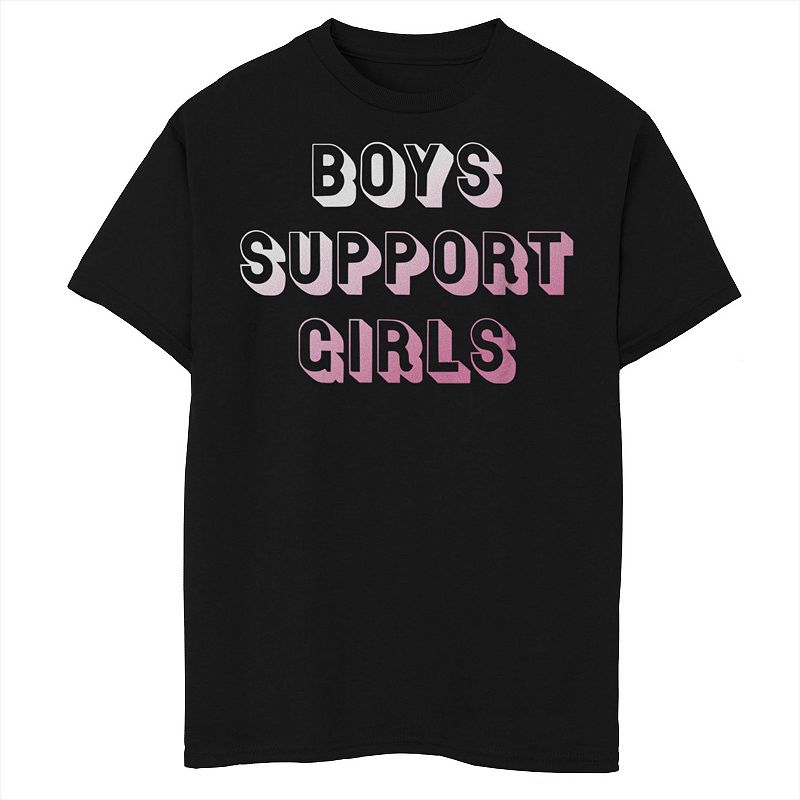 Boys 8-20 Boys Support Girls Tee, Boys, Size: XS, Black