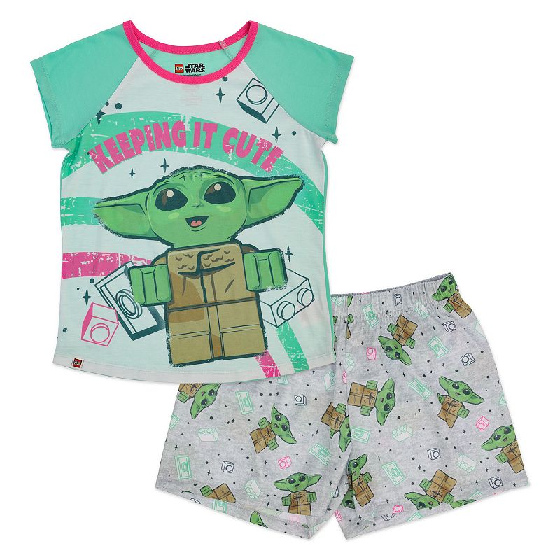 Girls 4-12 Lego Star Wars Grogu aka Baby Yoda Top & Bottoms Pajama Set, Gir