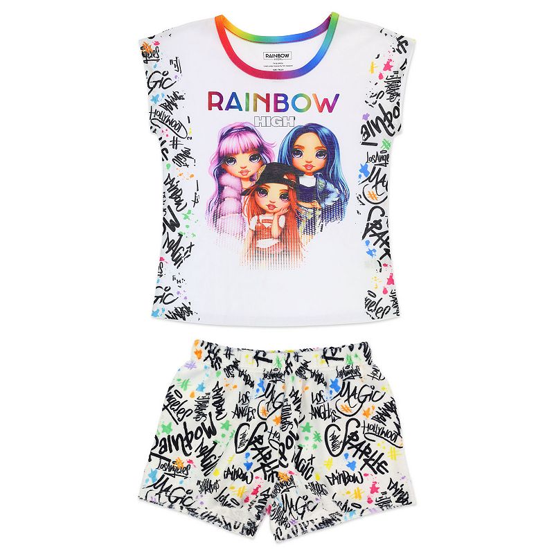 Girls 4-12 Rainbow High Top & Bottoms Pajama Set, Girls, Size: 10-12, Whit