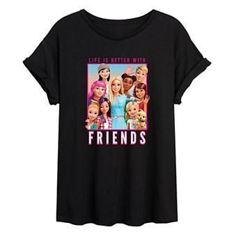 Juniors' Barbie Friends Oversized Graphic Tee