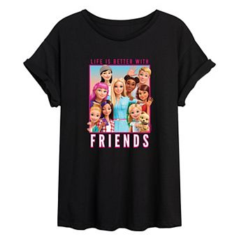 Juniors' Barbie Friends Oversized Graphic Tee