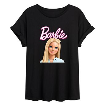 Juniors' Barbie Headshot Oversized Graphic Tee