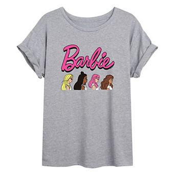 Juniors' Barbie Profiles Oversized Graphic Tee