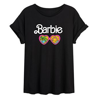 Juniors' Barbie Sunglasses Oversized Graphic Tee