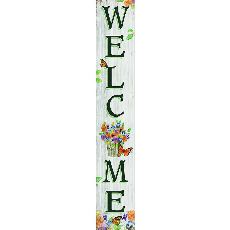 Artisan Signworks Weatherproof Welcome Flowers Porch Floor Decor, Multicolo