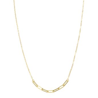 Au Naturale 10k Gold Paper Clip Chain Bar Necklace