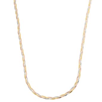 Au Naturale 10k Tricolor Gold Herringbone Chain Necklace