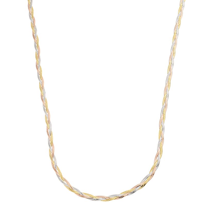 Au Naturale 10k Tricolor Gold Herringbone Chain Necklace, Womens, Size: 1