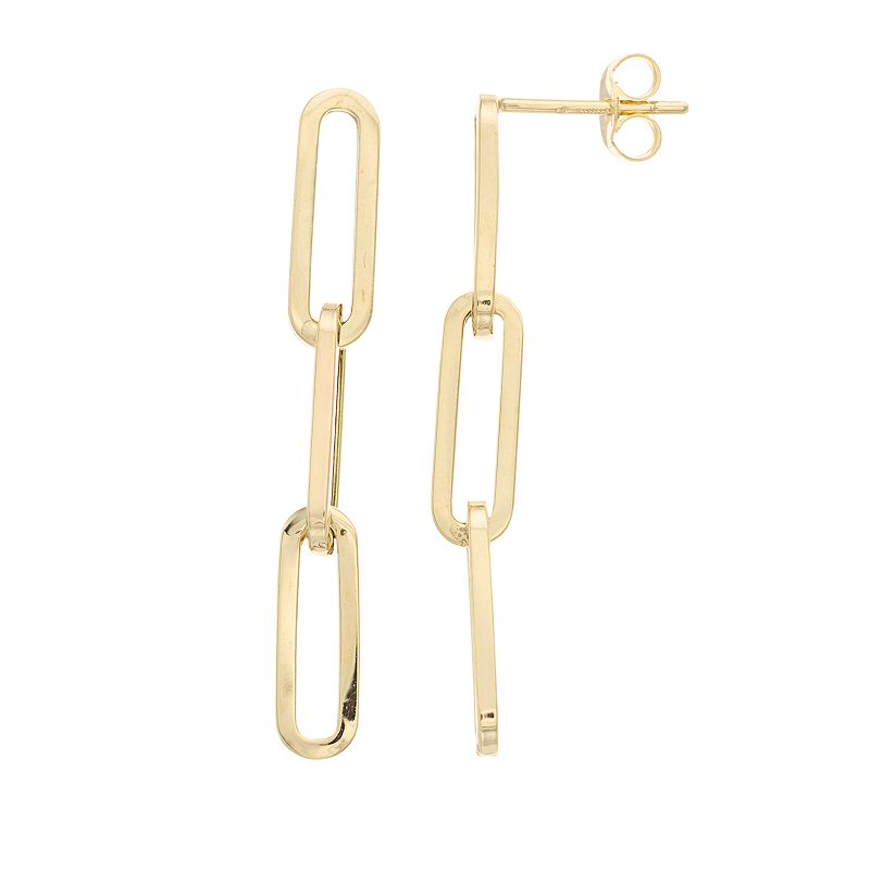 Au Naturale 14k Gold Paper Clip Chain Earrings, Womens, Yellow
