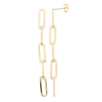 Au Naturale 14k Gold Paper Clip Chain Drop Earrings