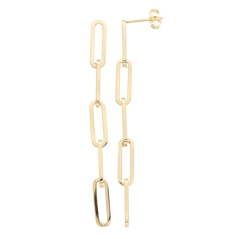 Au Naturale 14k Gold Paper Clip Chain Drop Earrings, Womens, Yellow