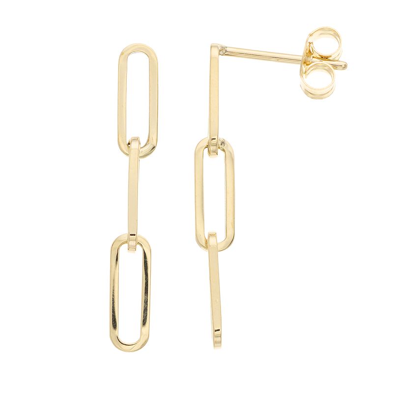 Au Naturale 14k Gold Paper Clip Chain Earrings, Womens, Yellow