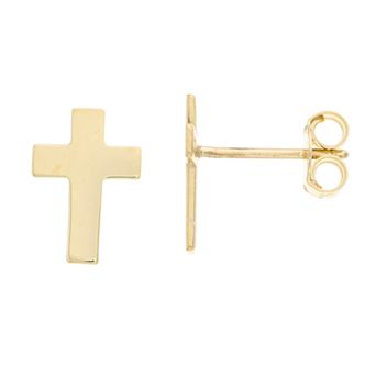 Au Naturale 14k Gold Cross Stud Earrings