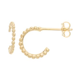 Au Naturale 14k Gold Bead Open Hoop Earrings