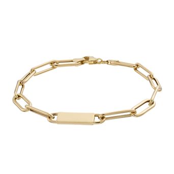 Au Naturale 14k Gold Paper Clip Chain ID Bracelet